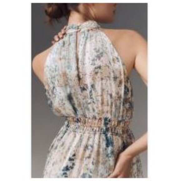 The Somerset Maxi Dress: Halter Edition in Blue Motif - Anthropologie–Size M-NWT - Picture 4 of 7